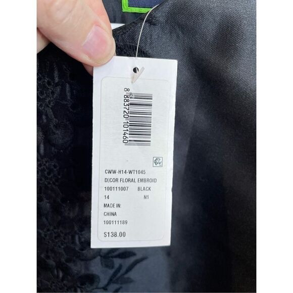 C. Wonder Silk Black Dressy Top Women’s Size 14  Embroidered New With Tags - Picture 4 of 8